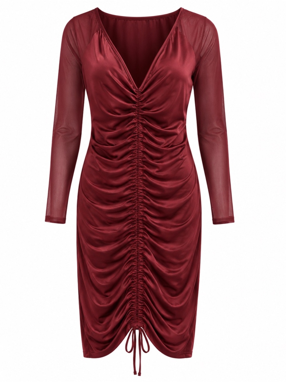 Elegant Burgundy Ruched Dress